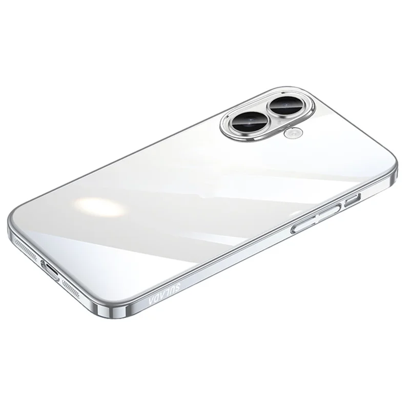 SULADA JINGJIA Series For iPhone 17 Case Electroplating Hard PC Clear Phone Case with Lens Film - Silver
