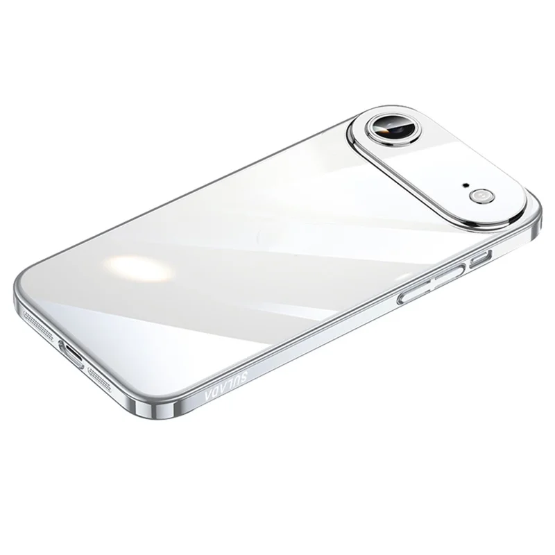 SULADA JINGJIA Series For iPhone 17 Air Case Electroplating Hard PC Clear Phone Case with Lens Film - Silver