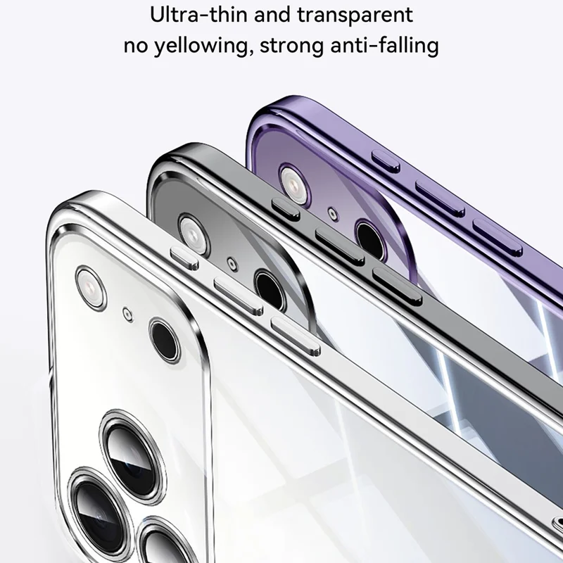 SULADA для iPhone 17 Pro Чехол с электролитической обработкой, ультра прозрачный мягкий TPU чехол с кожаным ремешком на запястье - Фиолетовый