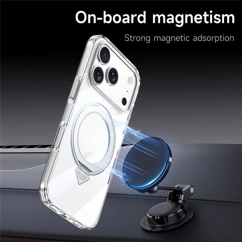 SULADA For iPhone 17 Pro Magnetic Case with Kickstand TPU + PC Clear Phone Cover
