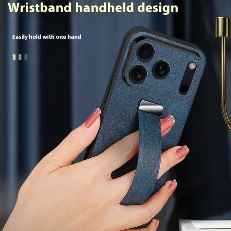 SULADA Serie Moda per Cover iPhone 17 Pro con Cinturino e Supporto, Retro in Pelle - Blu