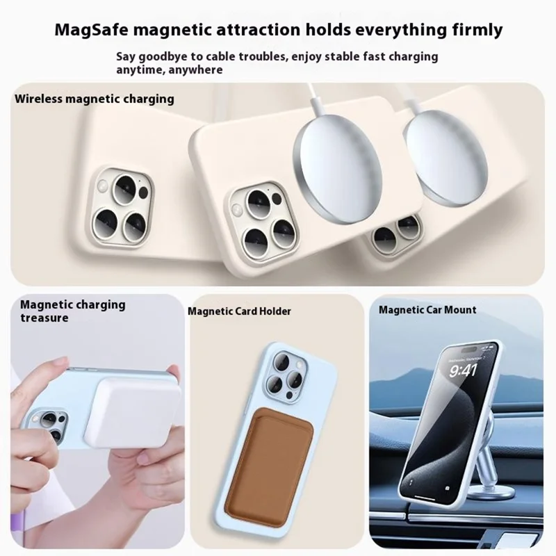 For iPhone 12 Pro Max Case Compatible with MagSafe Ultra Thin Liquid Silicone + PC Phone Cover - Antique White