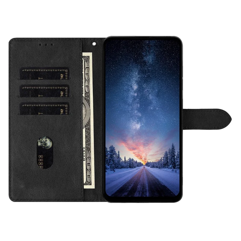 For Honor 400 Lite 5G Leather Case Solid Color Phone Wallet Cover - Black