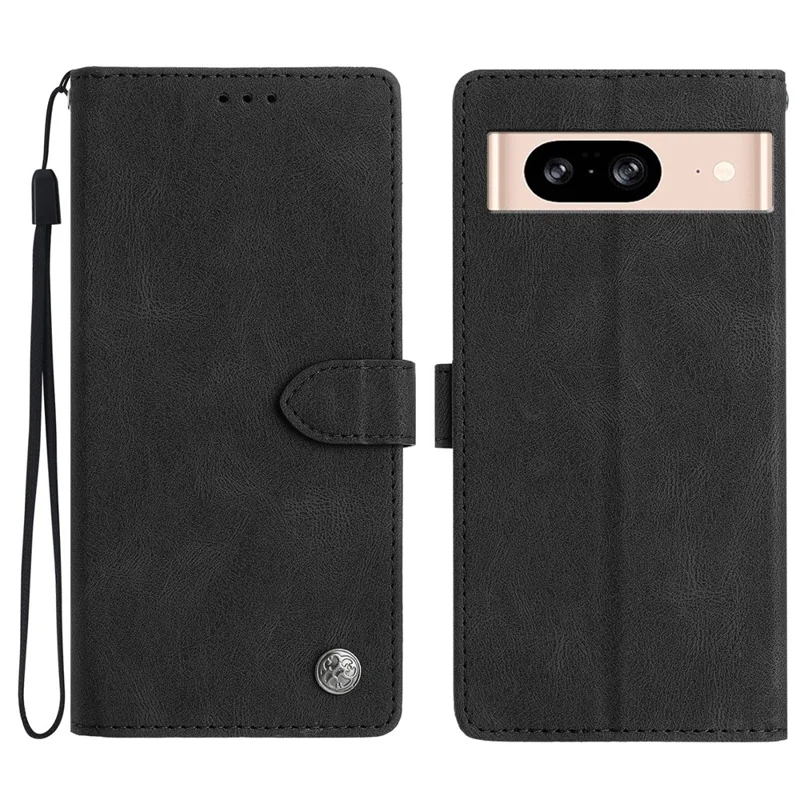 For Google Pixel 8 Leather Case Solid Color Phone Wallet Cover - Black