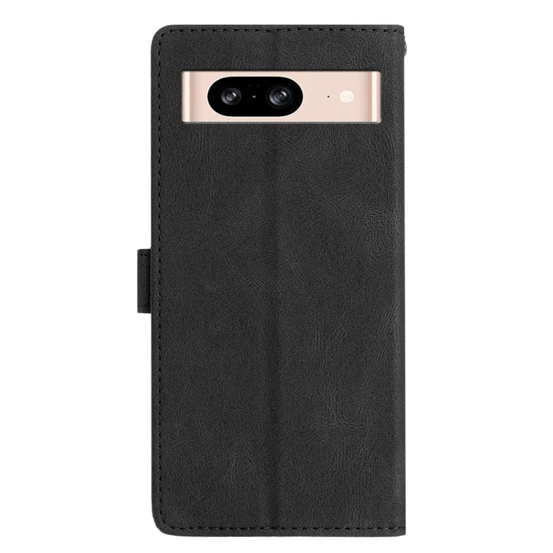 For Google Pixel 8 Leather Case Solid Color Phone Wallet Cover - Black