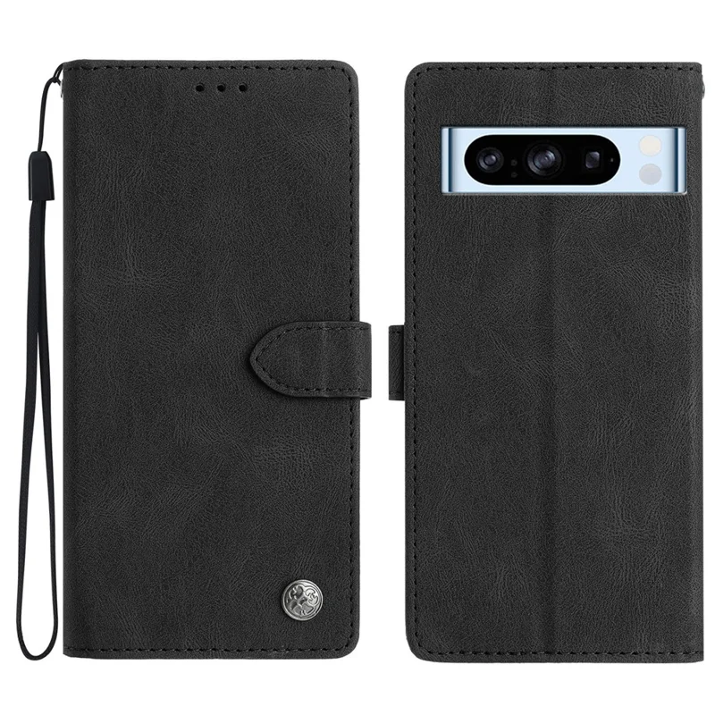 ForGoogle Pixel 8 Pro Leather Case Solid Color Phone Wallet Cover - Black