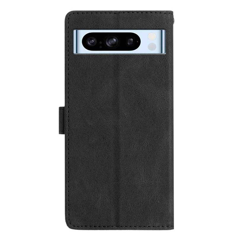 ForGoogle Pixel 8 Pro Leather Case Solid Color Phone Wallet Cover - Black