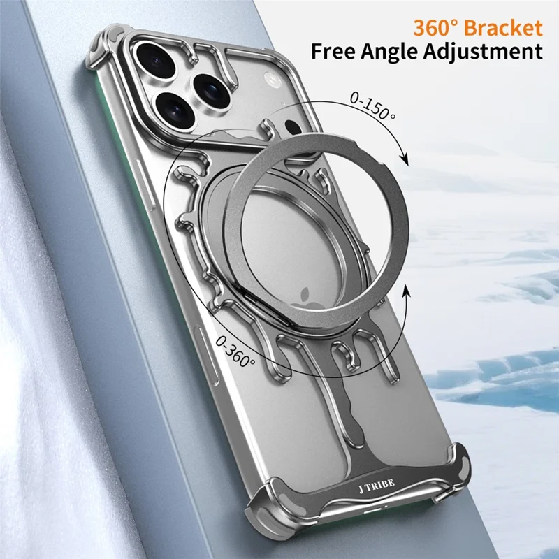 Funda Parachoques Serie Glaciar para iPhone 17 Pro con Soporte Giratorio Compatible con MagSafe - Gris Oscuro