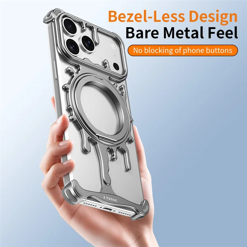 Funda Parachoques Serie Glaciar para iPhone 17 Pro Max con Soporte Giratorio Metálico Compatible con MagSafe - Gris Oscuro