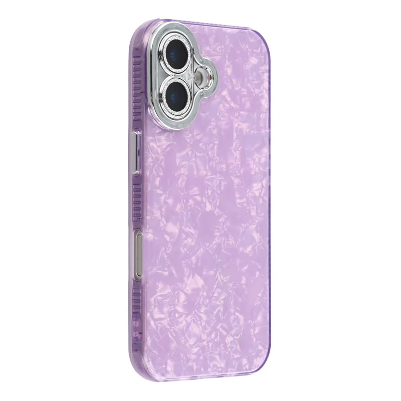 Funda para iPhone 17 con Diseño IMD Híbrida Antigolpes con Película de Lente de Vidrio - Patrón de Concha / Púrpura