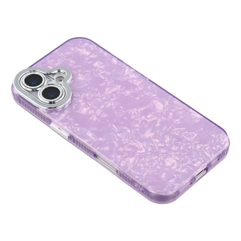 Funda para iPhone 17 con Diseño IMD Híbrida Antigolpes con Película de Lente de Vidrio - Patrón de Concha / Púrpura