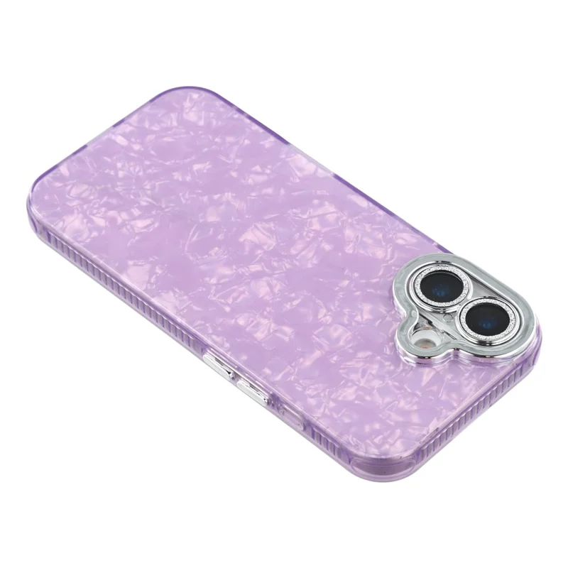 Funda para iPhone 17 con Diseño IMD Híbrida Antigolpes con Película de Lente de Vidrio - Patrón de Concha / Púrpura