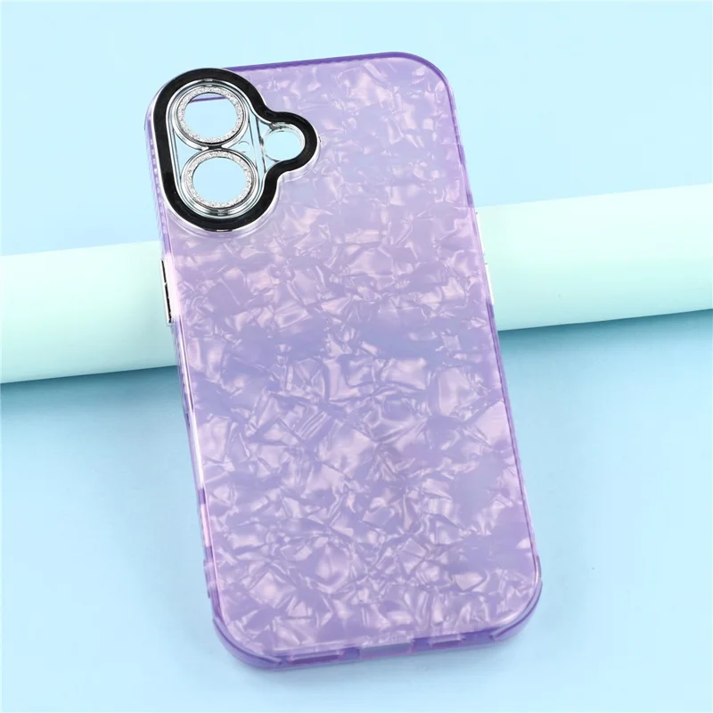 Funda para iPhone 17 con Diseño IMD Híbrida Antigolpes con Película de Lente de Vidrio - Patrón de Concha / Púrpura