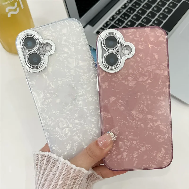 Funda para iPhone 17 con Diseño IMD Híbrida Antigolpes con Película de Lente de Vidrio - Patrón de Concha / Púrpura