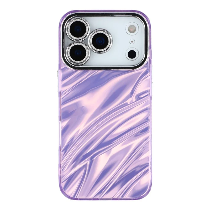 Funda para iPhone 17 Pro Max con Diseño IMD Antichoque Híbrida con Película de Lente de Vidrio - Patrón Ondulado / Púrpura