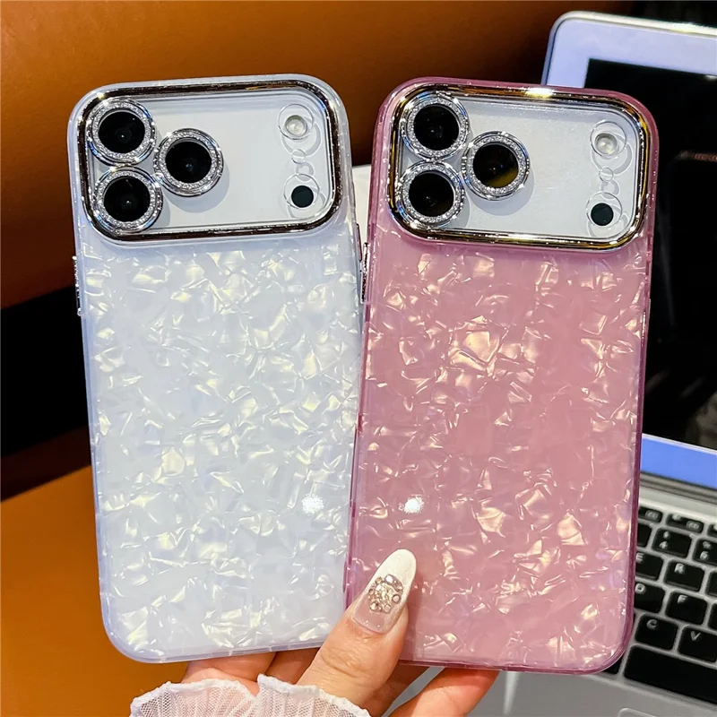 Funda para iPhone 17 Pro Max con Diseño IMD Antichoque Híbrida con Película de Lente de Vidrio - Patrón Ondulado / Púrpura