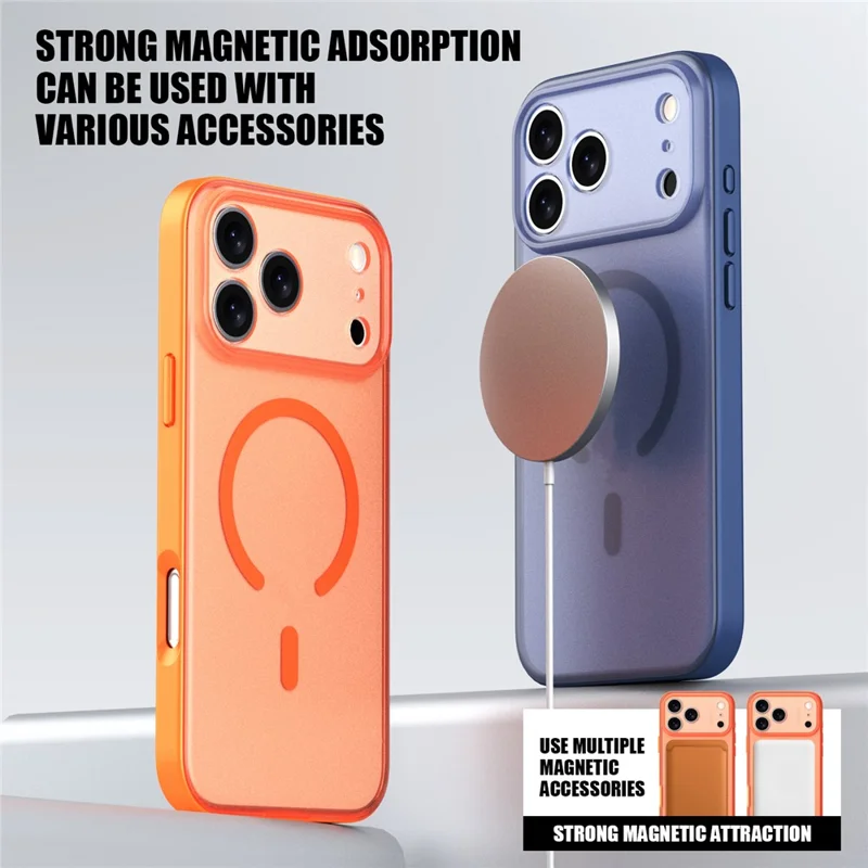 For iPhone 17 Pro Case Compatible with MagSafe Skin Feel Frosted PC + TPU Phone Cover - Orange