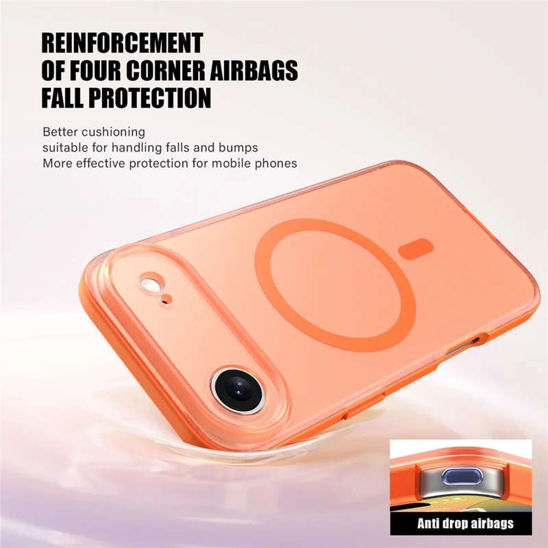 For iPhone Air Case Compatible with MagSafe Skin Feel Frosted PC + TPU Phone Cover - Orange