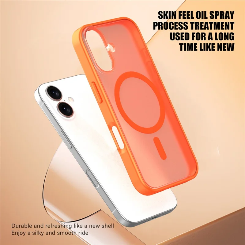 For iPhone 17 Case Compatible with MagSafe Skin Feel Frosted PC + TPU Phone Cover - Orange