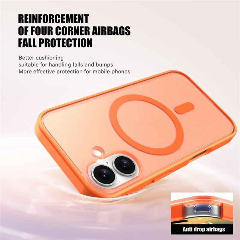 For iPhone 17 Case Compatible with MagSafe Skin Feel Frosted PC + TPU Phone Cover - Orange