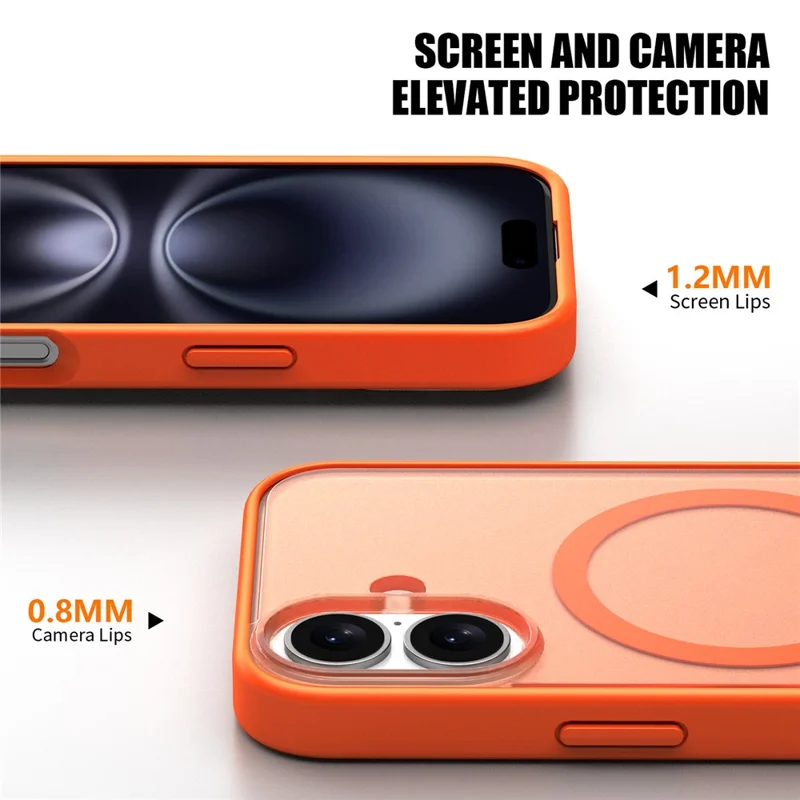 For iPhone 17 Case Compatible with MagSafe Skin Feel Frosted PC + TPU Phone Cover - Orange