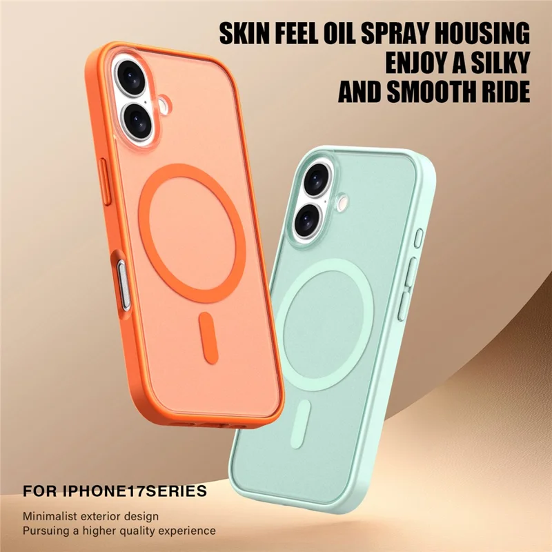 For iPhone 17 Case Compatible with MagSafe Skin Feel Frosted PC + TPU Phone Cover - Orange
