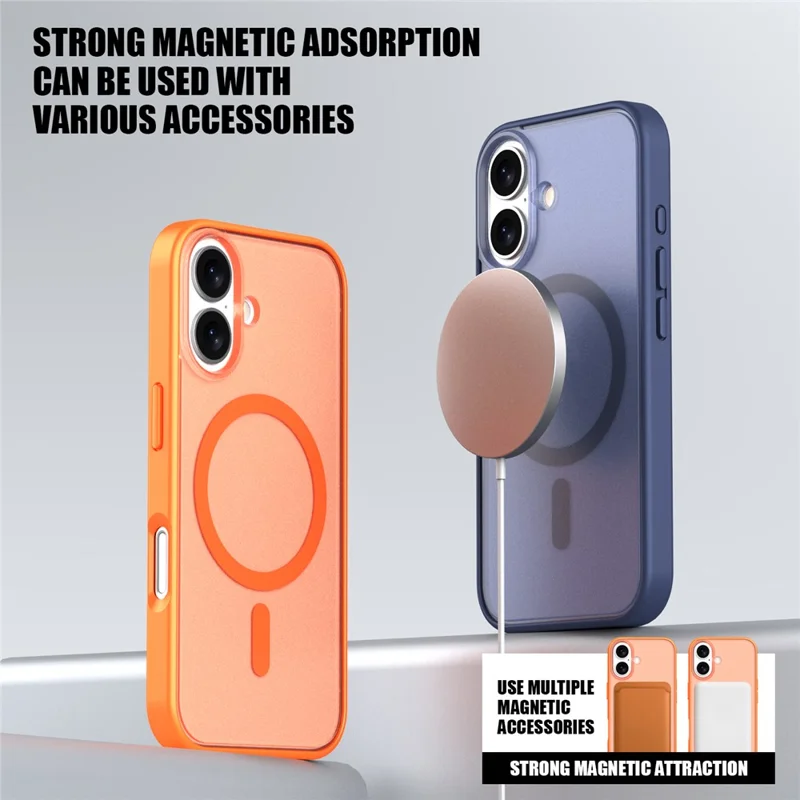 For iPhone 17 Case Compatible with MagSafe Skin Feel Frosted PC + TPU Phone Cover - Orange