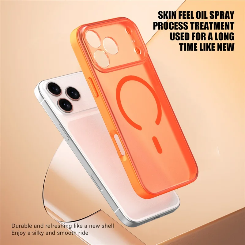 Für iPhone 17 Pro Max Hülle kompatibel mit MagSafe, mit Soft-Touch-Gefühl, gefrostete PC + TPU Handyhülle - Orange