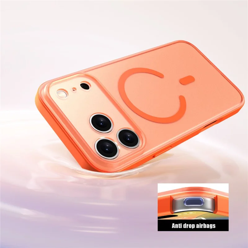 Für iPhone 17 Pro Max Hülle kompatibel mit MagSafe, mit Soft-Touch-Gefühl, gefrostete PC + TPU Handyhülle - Orange