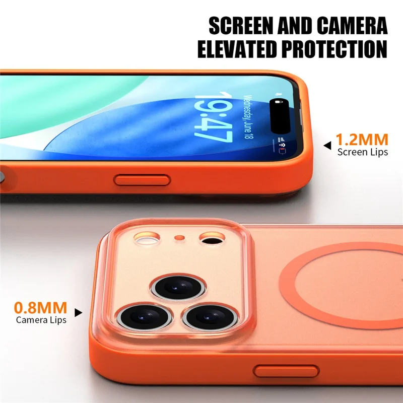 Für iPhone 17 Pro Max Hülle kompatibel mit MagSafe, mit Soft-Touch-Gefühl, gefrostete PC + TPU Handyhülle - Orange
