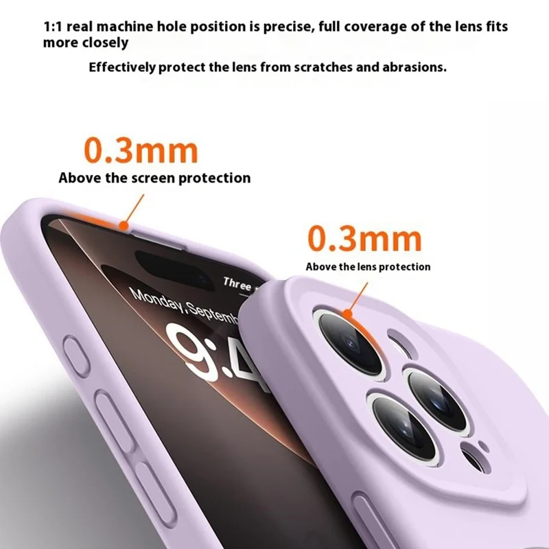For iPhone 16 Pro Case Compatible with MagSafe Liquid Silicone + PC Phone Cover with Camera Touch Control Button - Light Purple