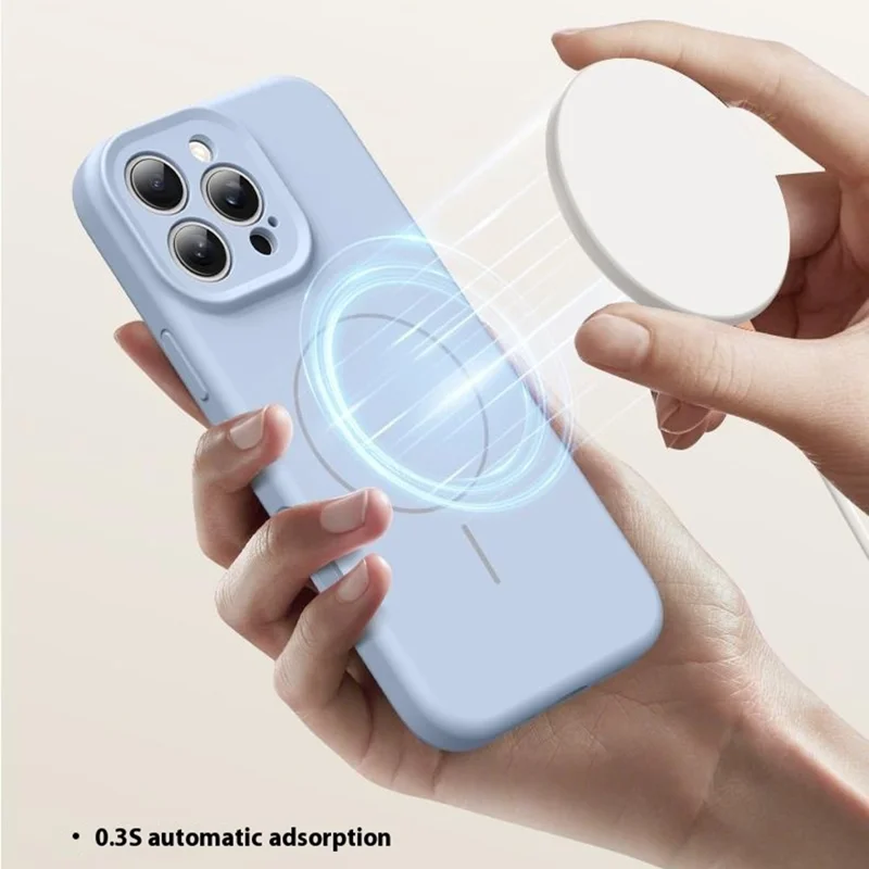 Funda para iPhone 16 Pro Max Compatible con MagSafe de Silicona Líquida + Carcasa de PC con Botón de Control Táctil de Cámara - Morado Claro