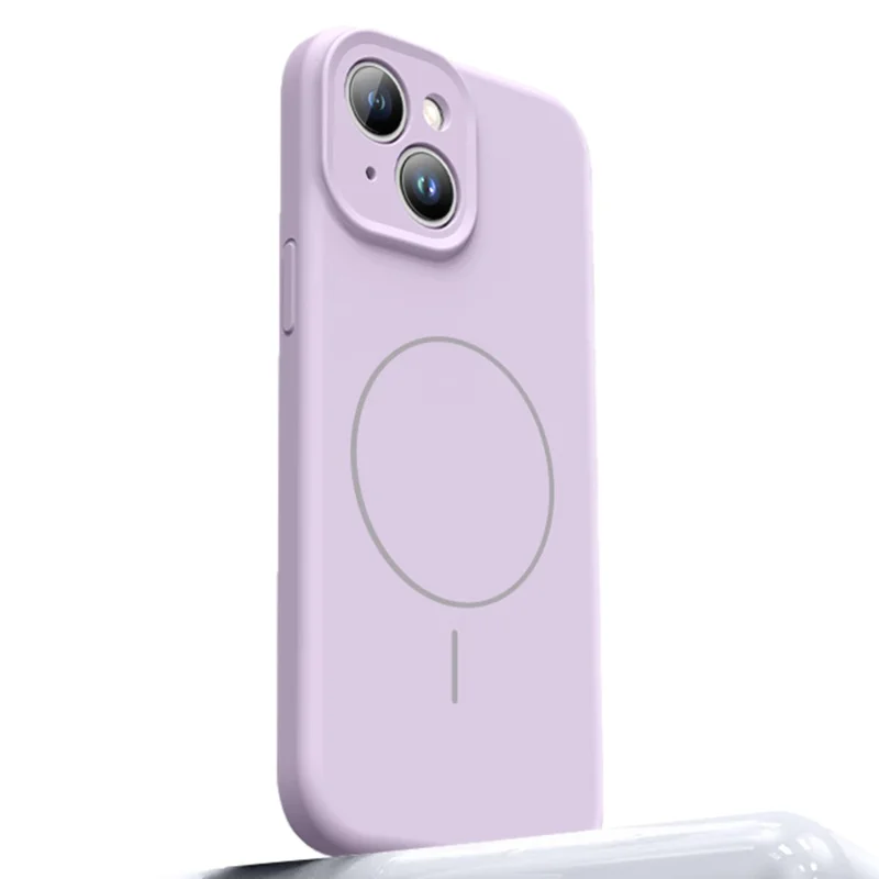 For iPhone 15 Case Compatible with MagSafe Soft Skin-Touch Liquid Silicone + PC Phone Cover - Light Purple