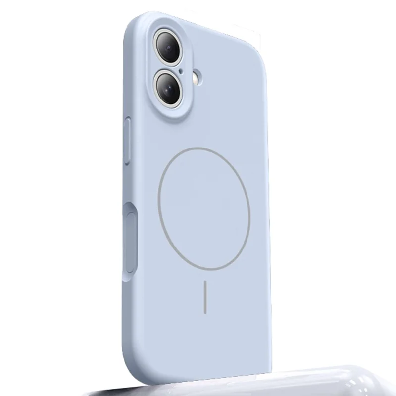 For iPhone 16 Case Compatible with MagSafe Liquid Silicone + PC Phone Cover with Camera Touch Control Button - Baby Blue
