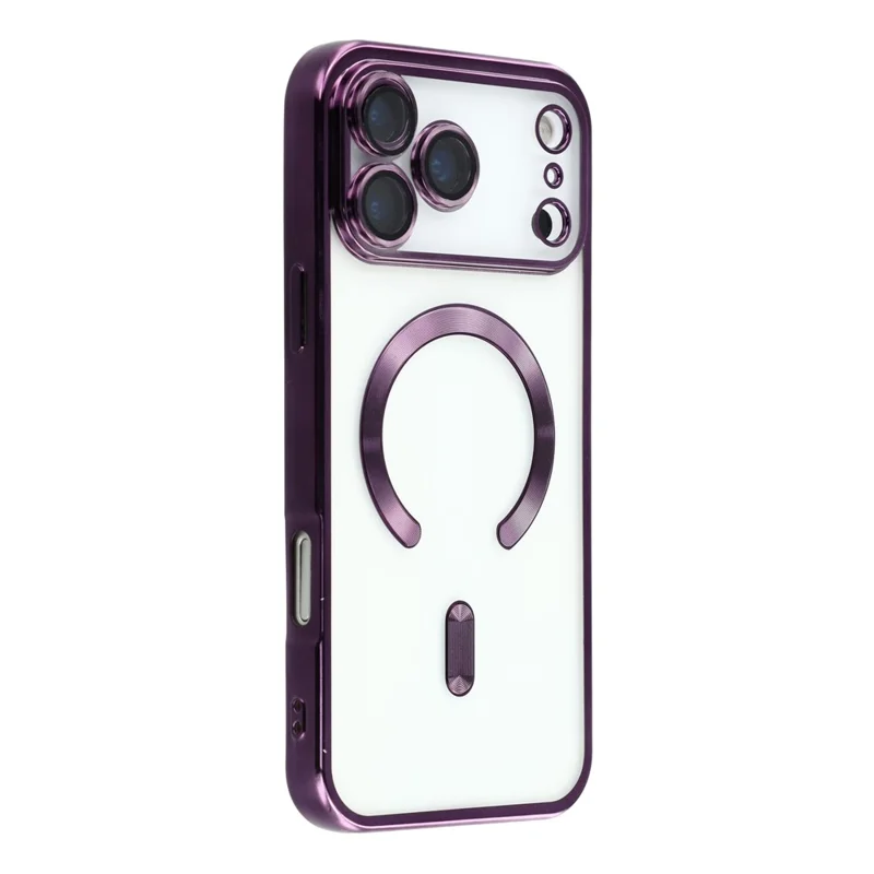 Capa Magnética para iPhone 17 Pro com Proteção de Lente em Vidro com Veias de CD - Roxo