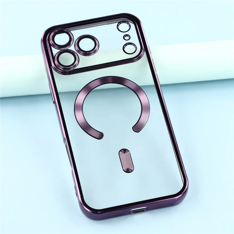Étui magnétique pour iPhone 17 Pro Max avec motif veine de CD, protection de lentille en verre et coque arrière TPU - Violet