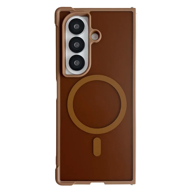 Étui magnétique antichoc pour Samsung Galaxy Z Fold7 5G en PC mat + TPU - Marron