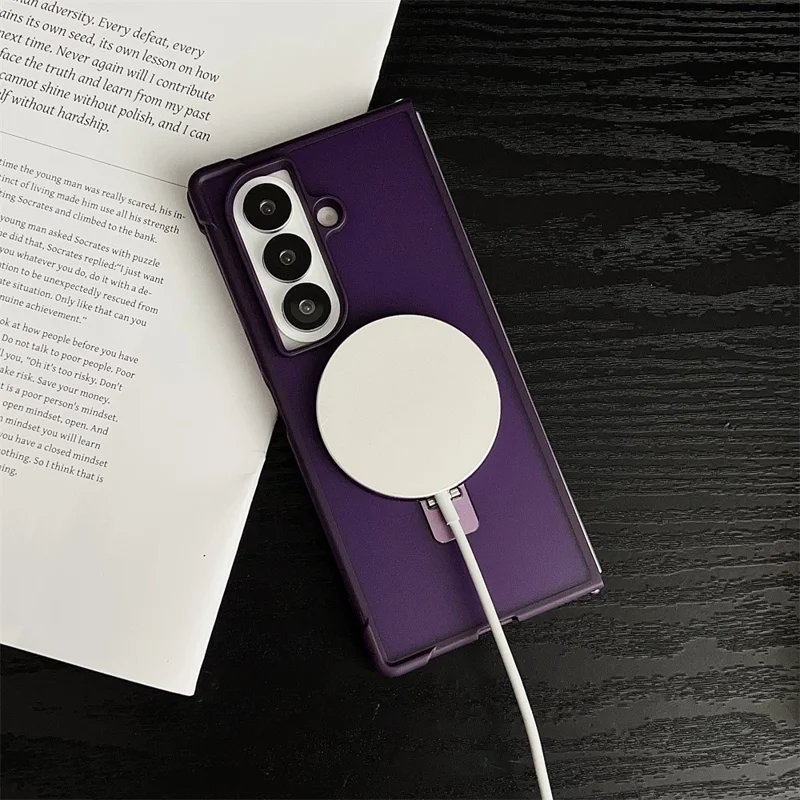 For Samsung Galaxy Z Fold7 5G Magnetic Case Kickstand Shockproof Matte PC + TPU Phone Cover - Blue