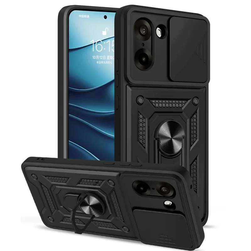 AMORUS для OnePlus Nord CE5 5G чехол со встроенной подставкой ПК + TPU, с защитной шторкой для камеры - Черный