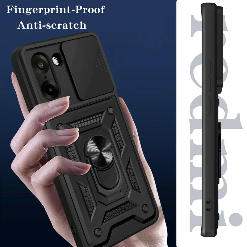 AMORUS для OnePlus Nord CE5 5G чехол со встроенной подставкой ПК + TPU, с защитной шторкой для камеры - Черный