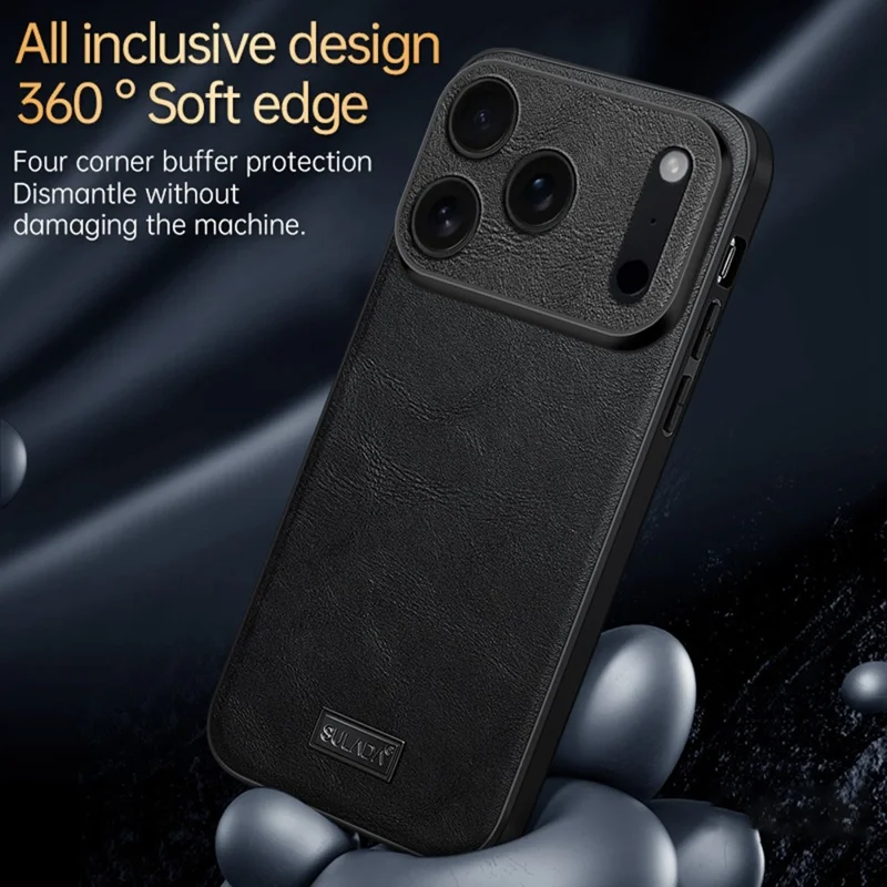 SULADA Per iPhone 17 Pro Max Cover in Pelle PU + TPU + PC Custodia Posteriore per Telefono - Nero