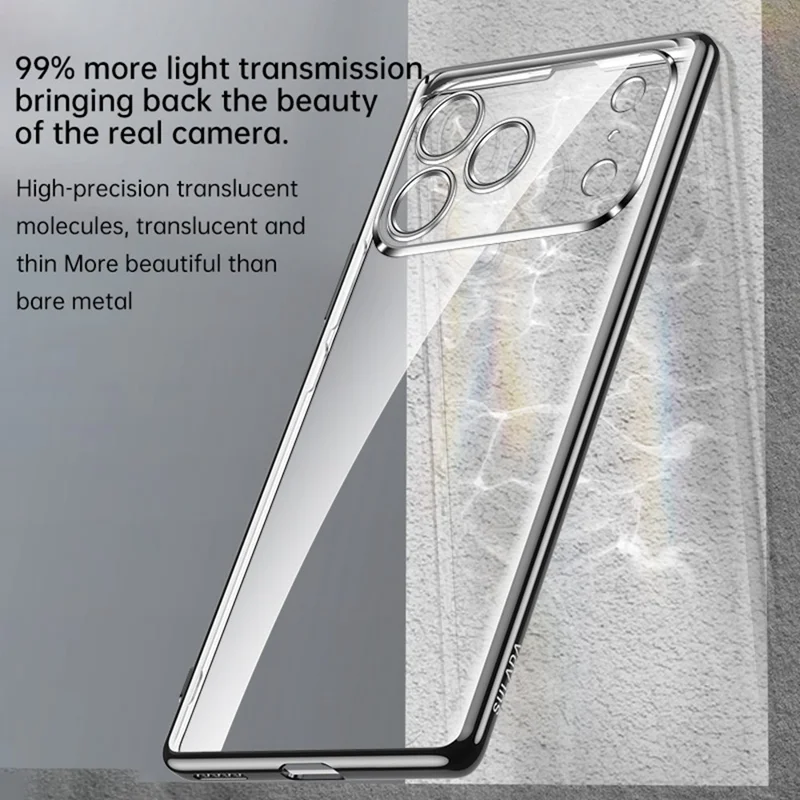 SULADA For iPhone 17 Pro Max Case Ultra Thin Electroplated TPU Clear Phone Cover - Orange