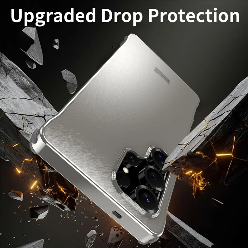 Cover per Samsung Galaxy S23 Ultra - Custodia ibrida PC + Silicone + Lega con Finitura Opaca - Titanio