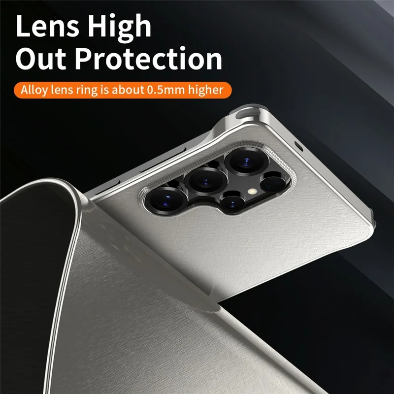 Cover per Samsung Galaxy S23 Ultra - Custodia ibrida PC + Silicone + Lega con Finitura Opaca - Titanio