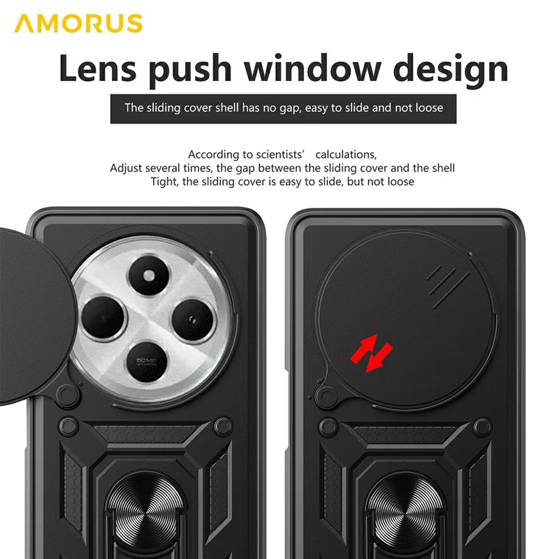 Capa AMORUS com Suporte para Xiaomi Poco C75 4G / Redmi 14R 5G / 14C 4G PC + TPU com Proteção de Câmera - Azul