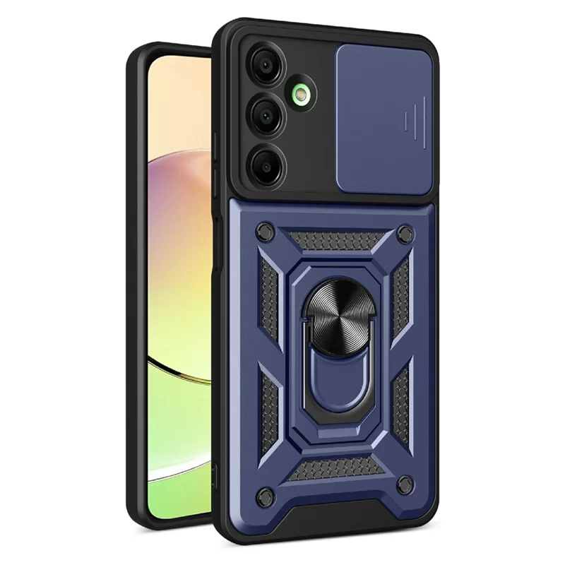 AMORUS For Samsung Galaxy A16 5G / 4G Case Kickstand PC + TPU Phone Cover with Camera Lens Slider - Blue