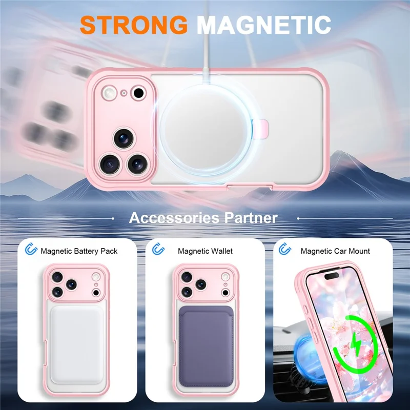 Für iPhone 17 Pro Hülle Skin Touch Einfarbige TPU + PC Handyhülle mit Magnetstativ - Pink