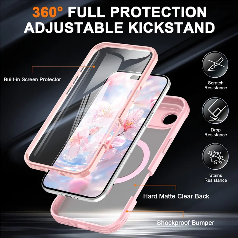 Funda Aire para iPhone 17 con Piel Táctil Color Sólido TPU + PC con Soporte Magnético - Rosa