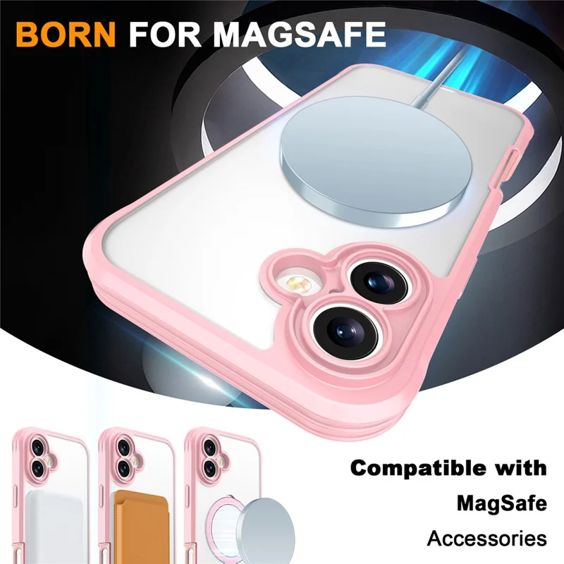 Handyhülle für iPhone 17 in Rosa - Solide Farbe TPU + PC Schutzhülle mit magnetischem Ständer