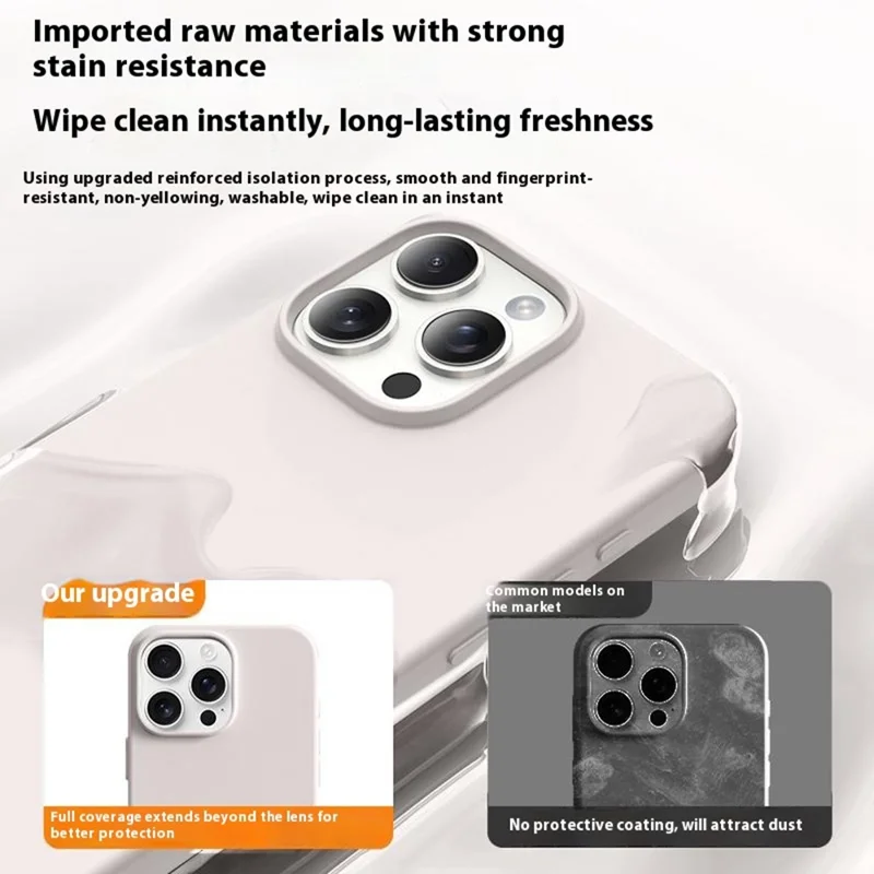 For iPhone 16 Pro Case Ultra Thin Liquid Silicone + PC Phone Cover with Camera Touch Control Button - Glacier Blue